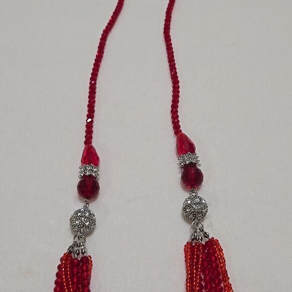 Red Multi-Strand Necklace Set - Picture 5 of 7